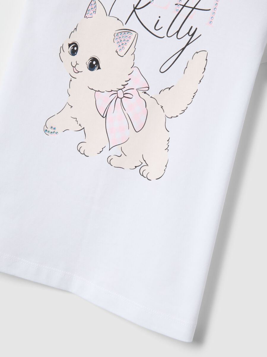 T-shirt in puro cotone bianca regular fit con stampa per bambina_3