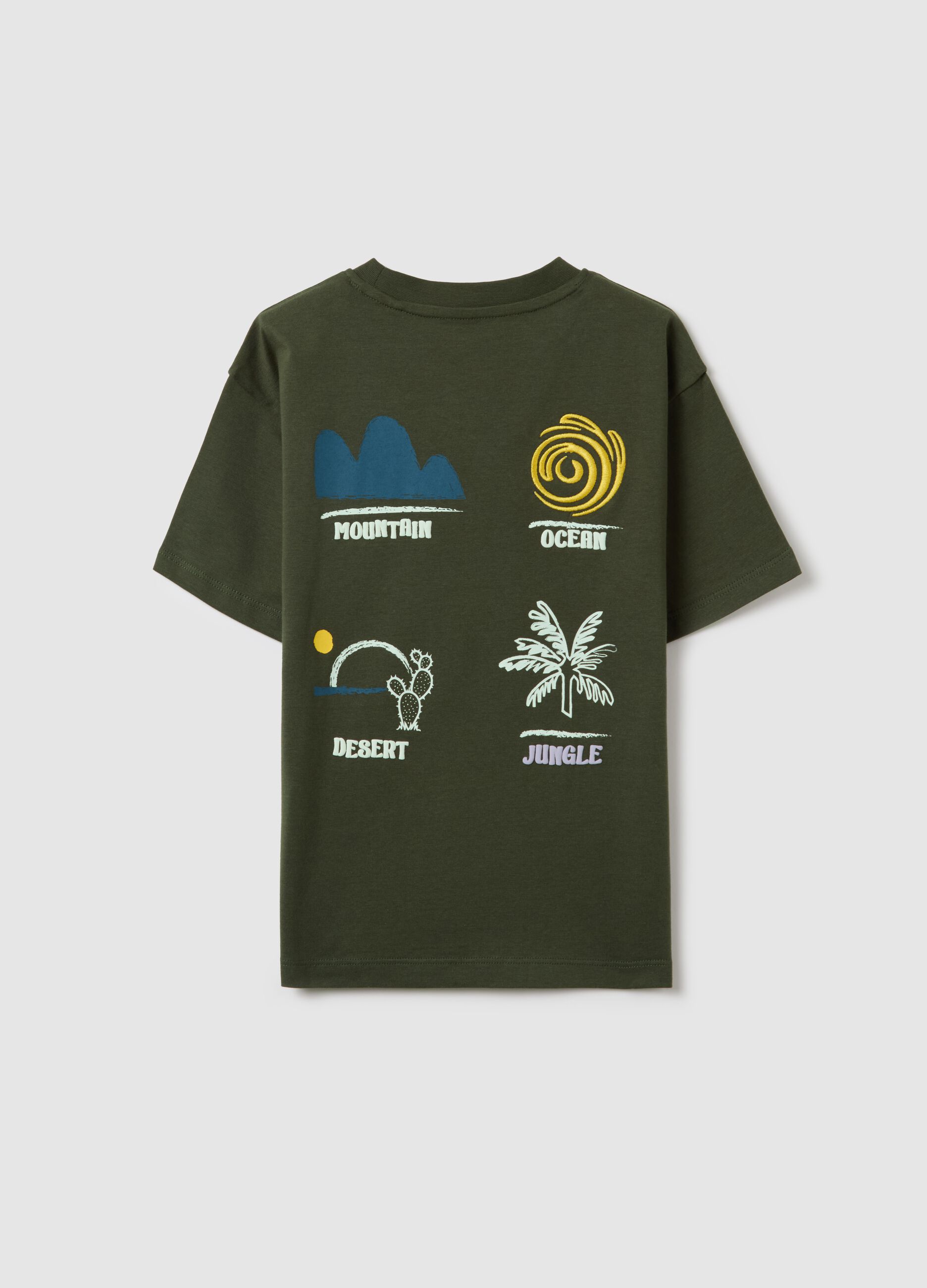Cotton T-shirt with "Go to your super cool place" print