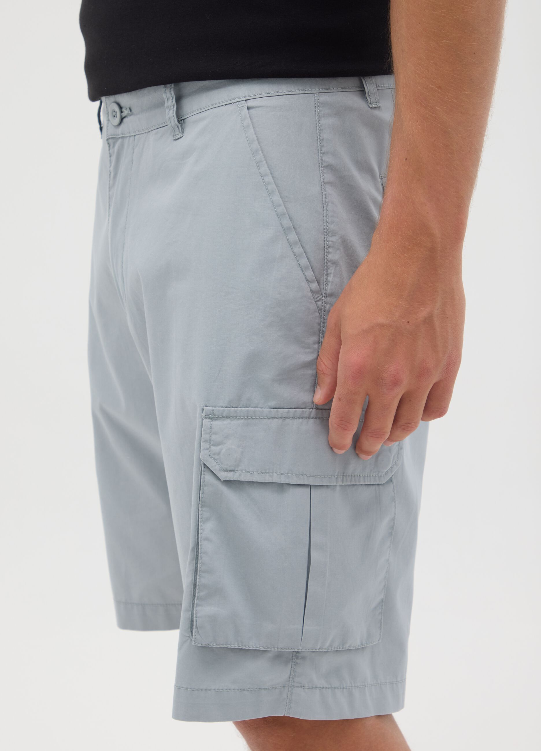 Men's pure cotton grey regular fit shorts