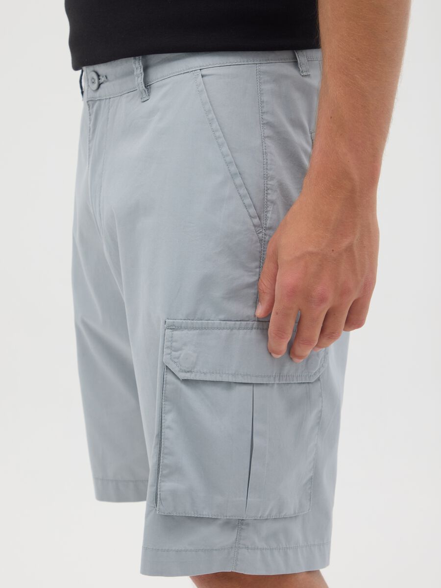 Men's pure cotton grey regular fit shorts_3