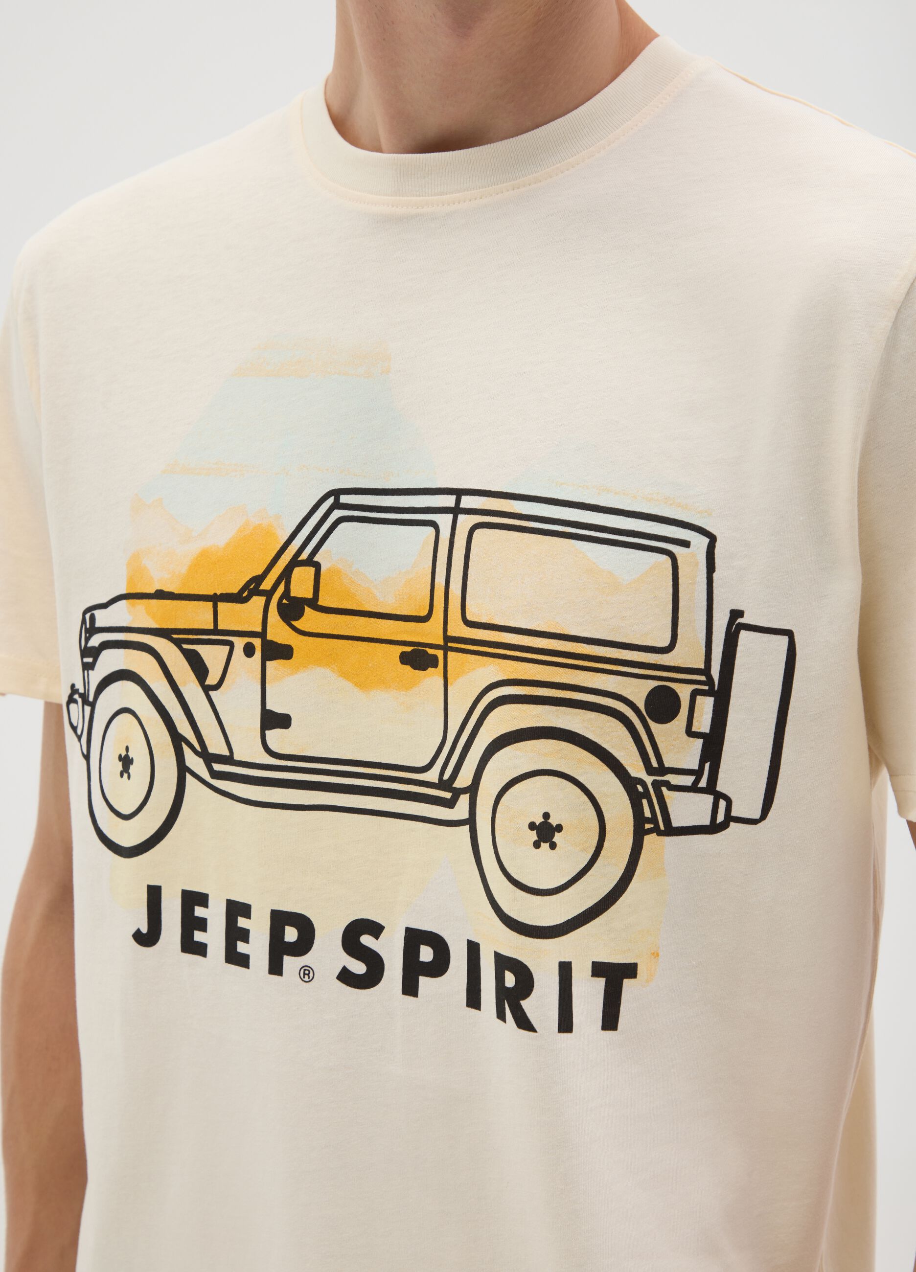 Beige pure cotton regular fit T-shirt