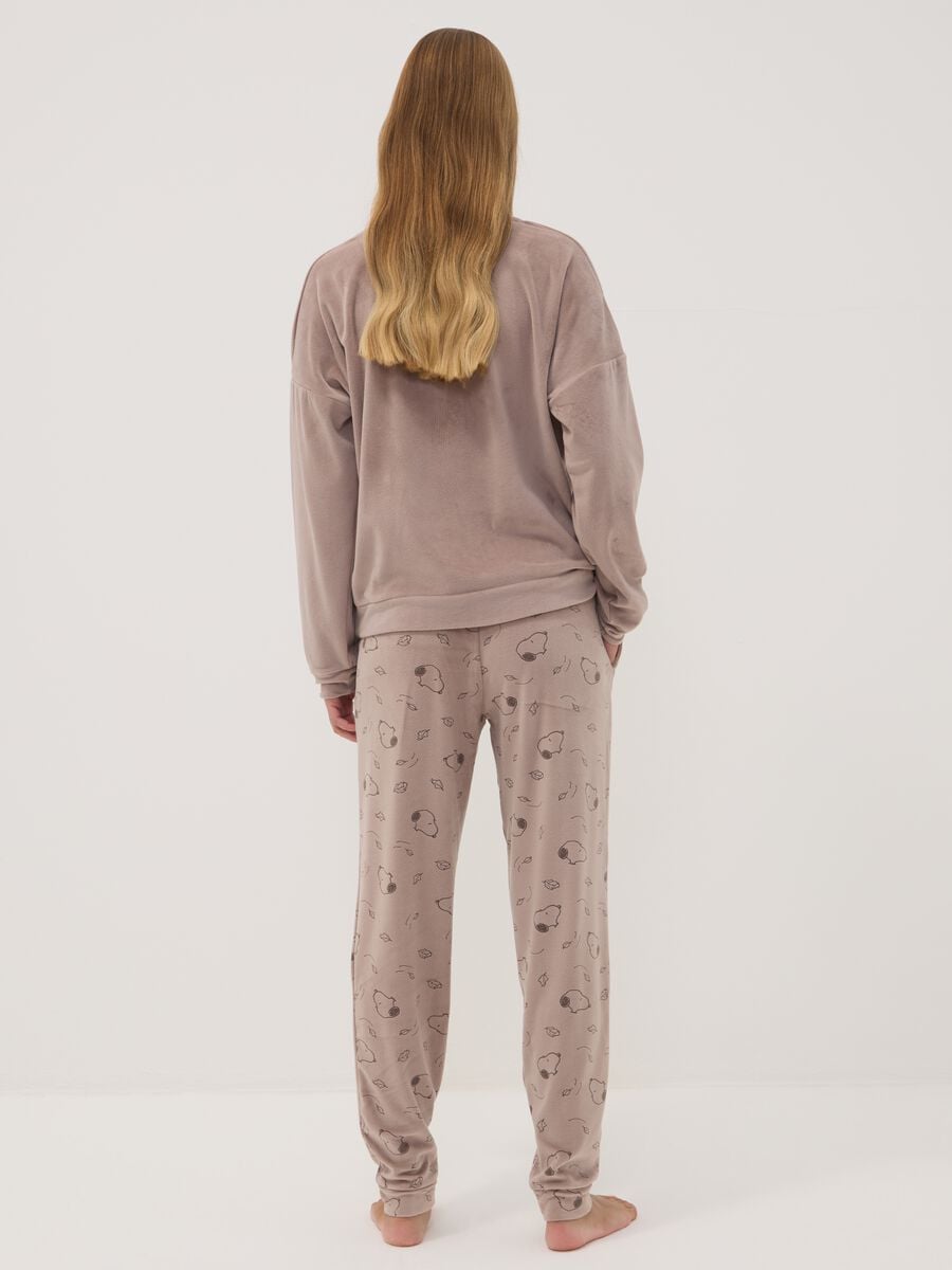 Brown regular-fit crew-neck Snoopy print pyjamas_3