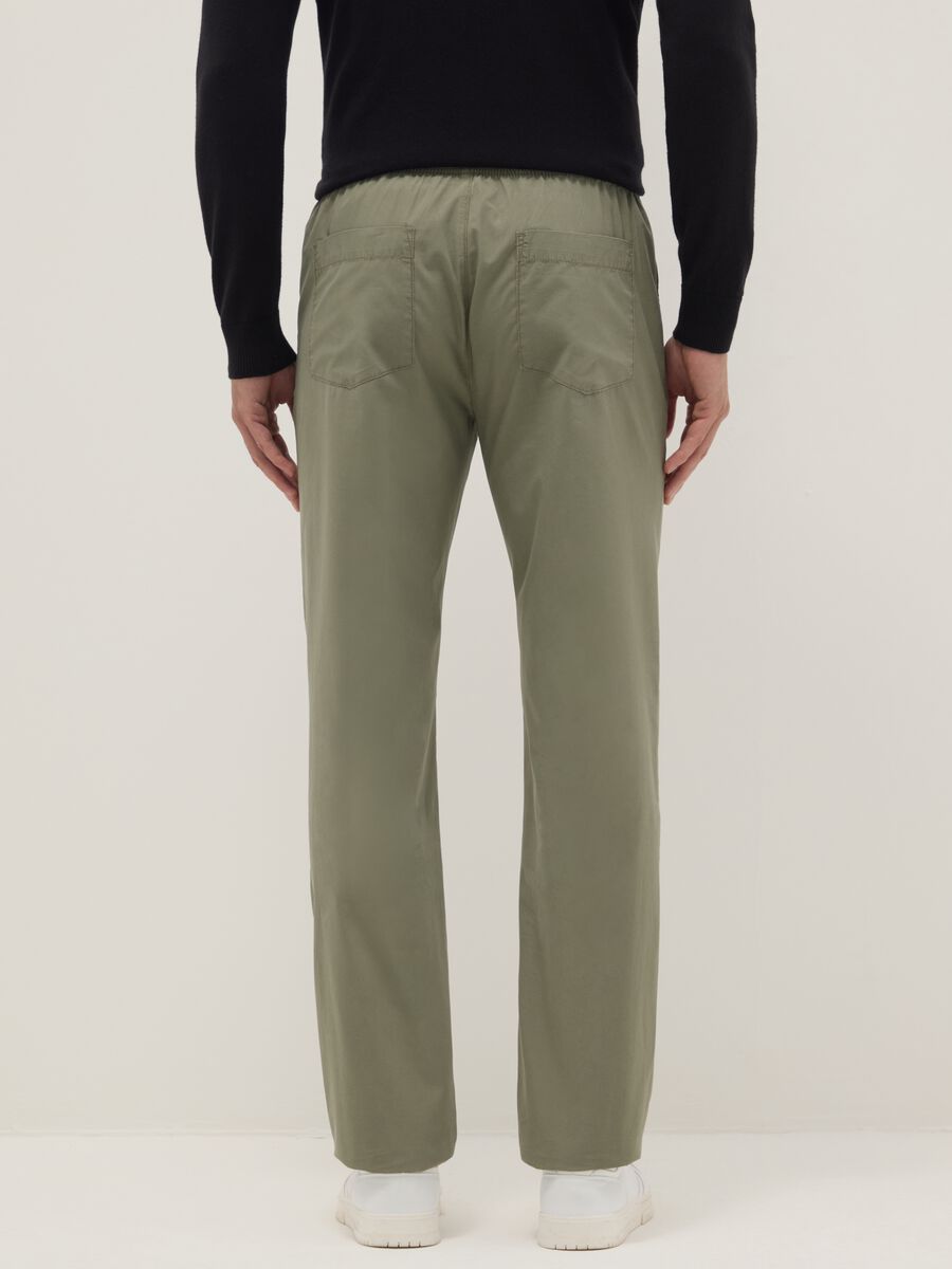 Green chino trousers in pure beige cotton regular fit_2