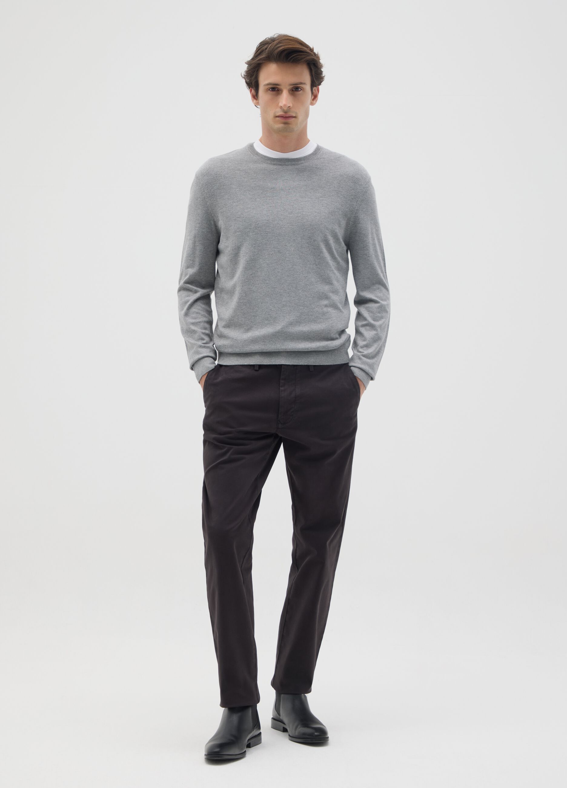 Grey viscose blend jumper regular fit