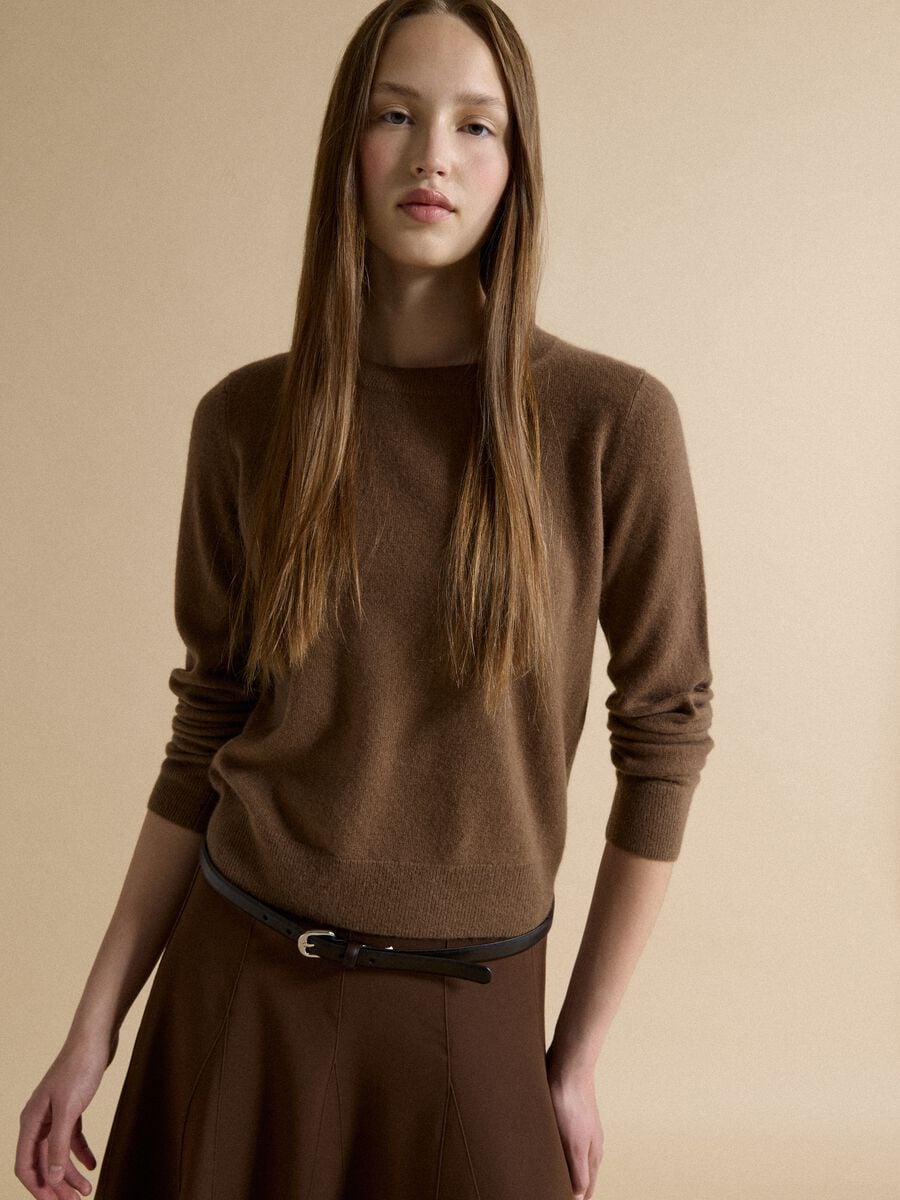 Brown pure cashmere crew-neck jumper_1