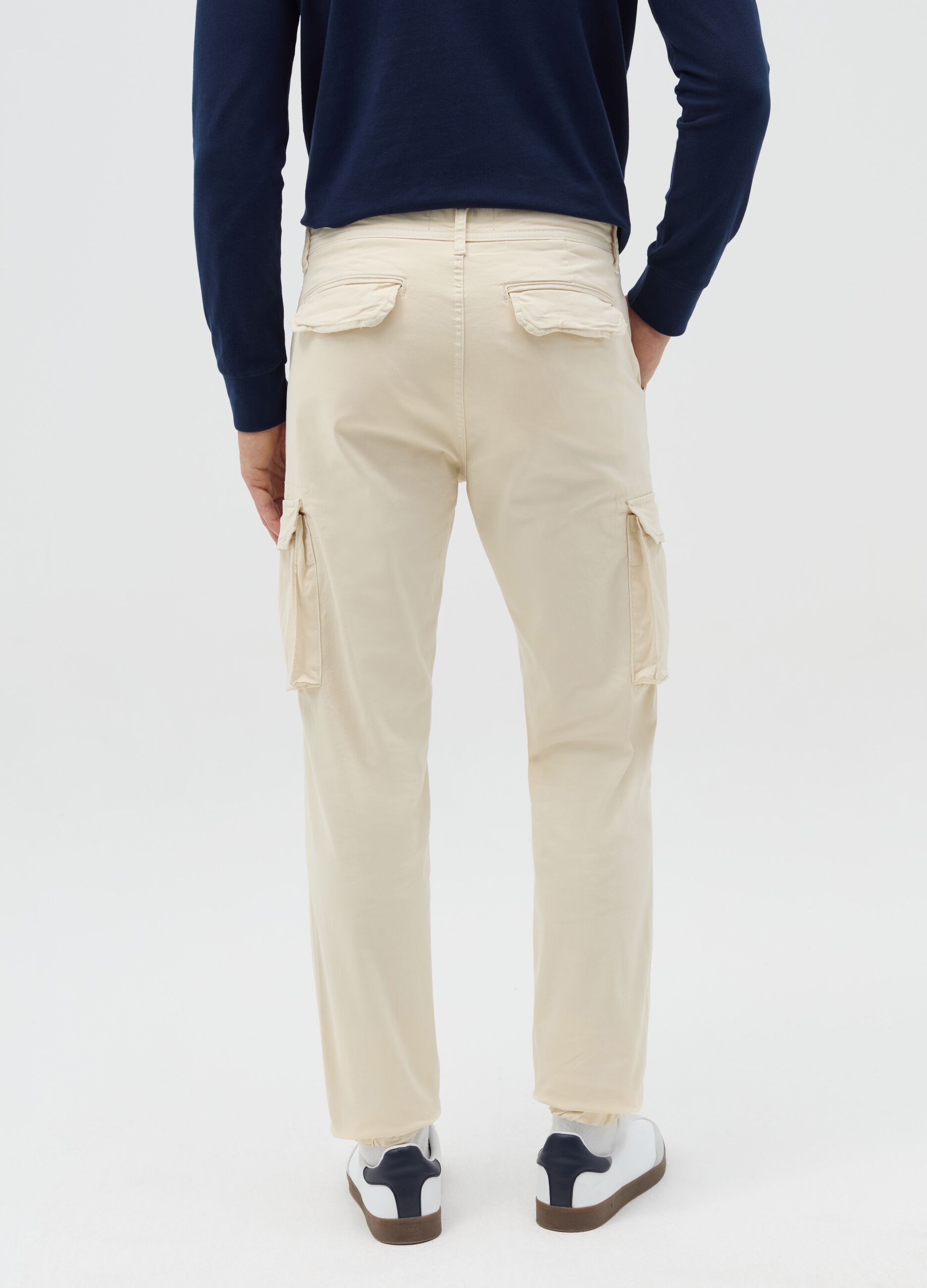 Stretch cotton cargo trousers