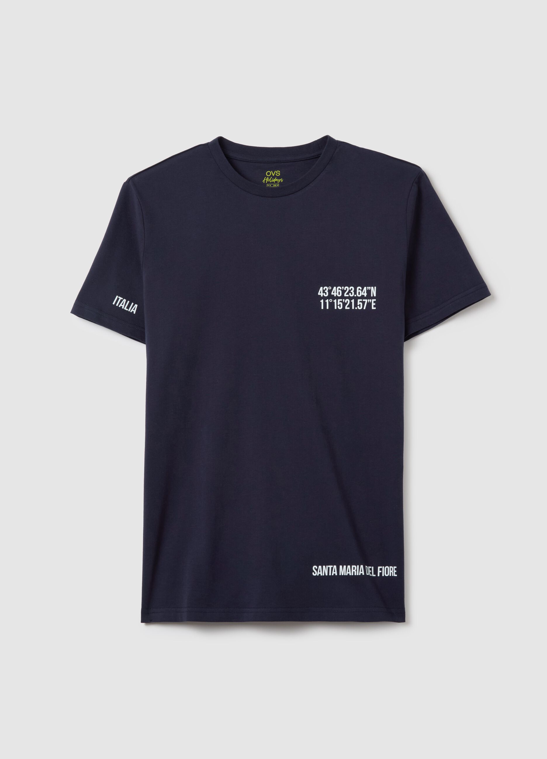 Cotton T-shirt with Santa Maria del Fiore coordinates print