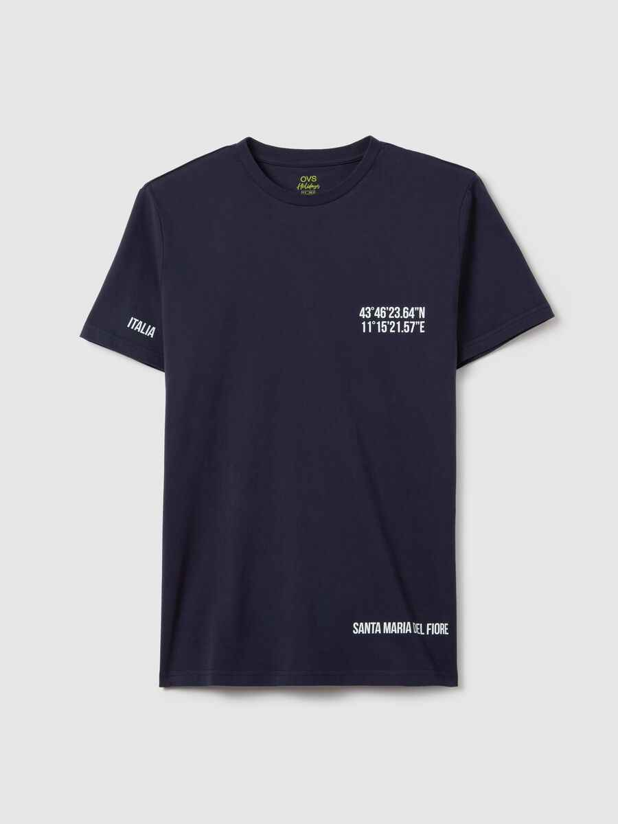 Cotton T-shirt with Santa Maria del Fiore coordinates print_4