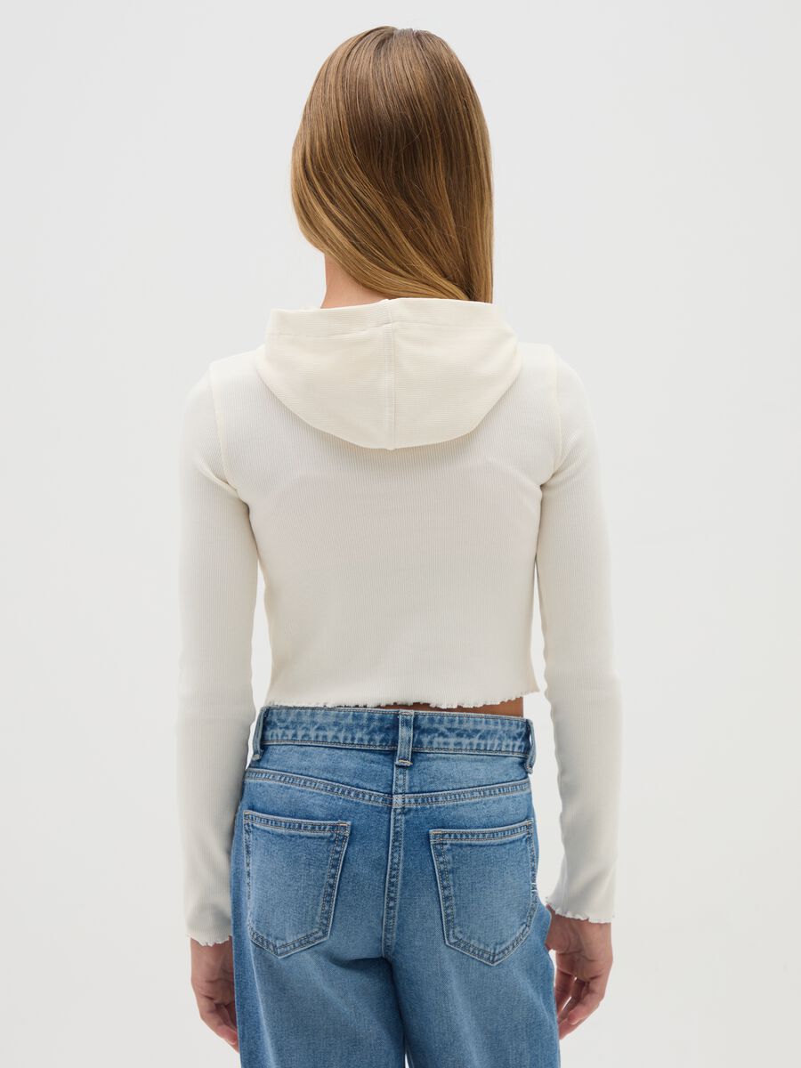 T-shirt da ragazze in cotone elasticizzato bianca regular fit_1
