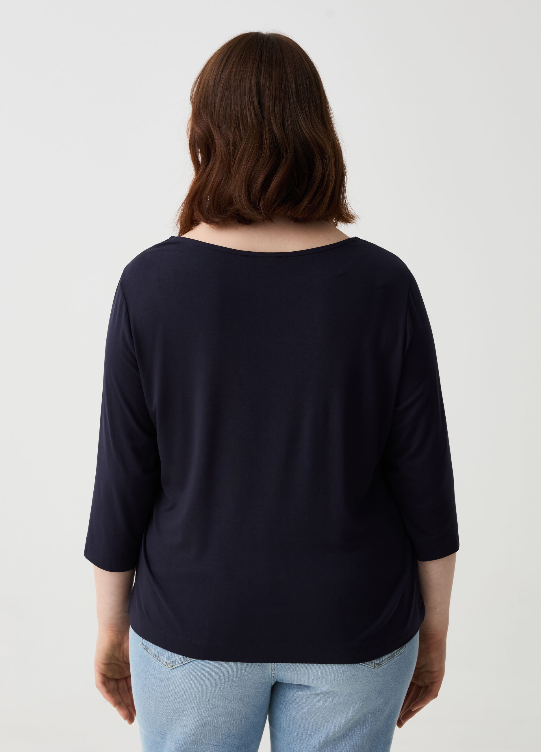 Curvy T-shirt with three-quarter sleeves