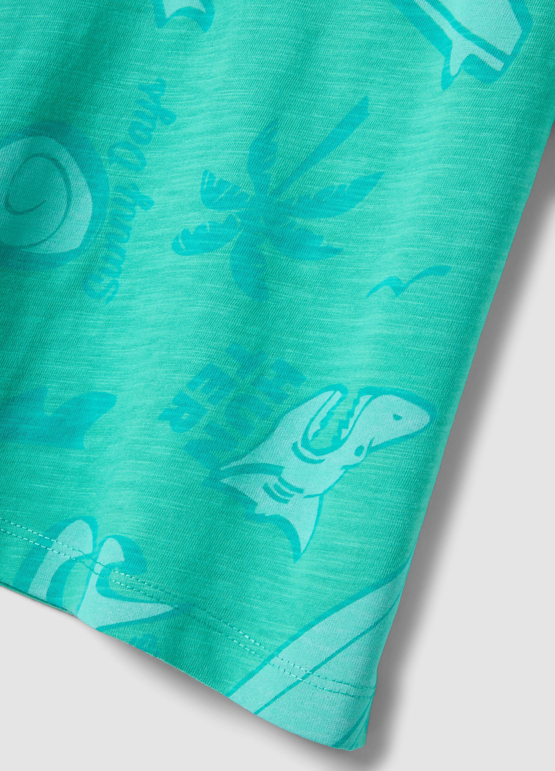 Green short-sleeved pure cotton T-shirt