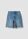 Light blue stretch denim bermuda shorts in cotton and viscose_0