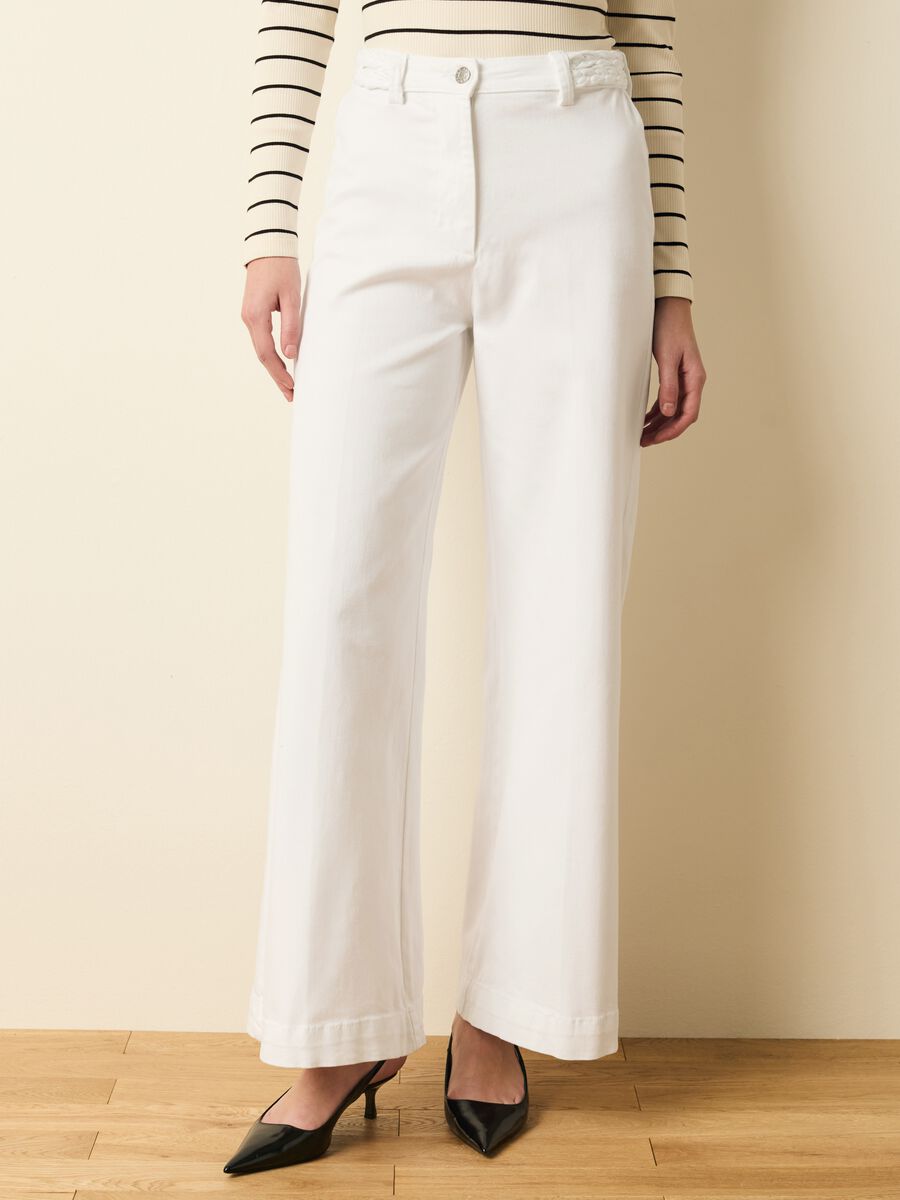 Wide-leg jeans with cable-knit detail_1