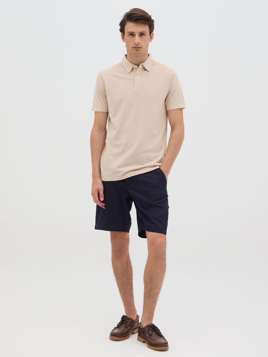 Men's beige regular fit polo shirt in pure cotton_1
