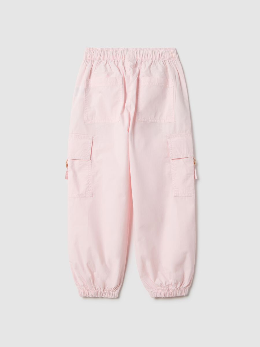 Pantaloni cargo in puro cotone rosa da bambina regular fit_1