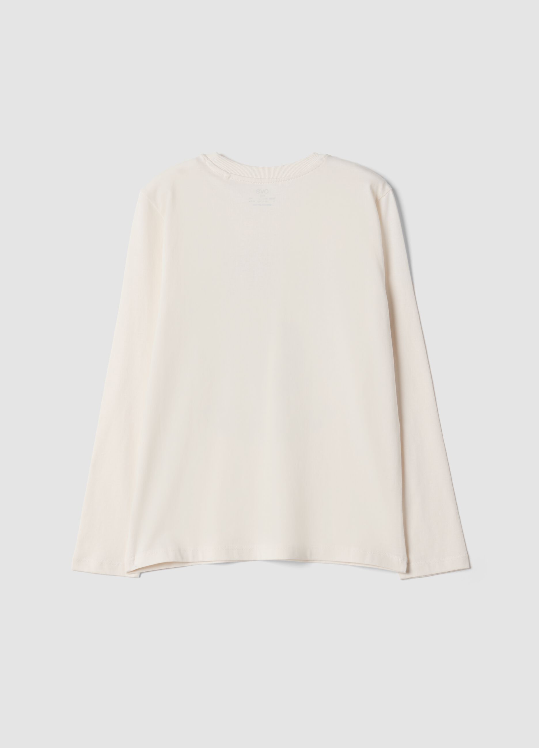 White organic cotton T-shirt with varsity-style print