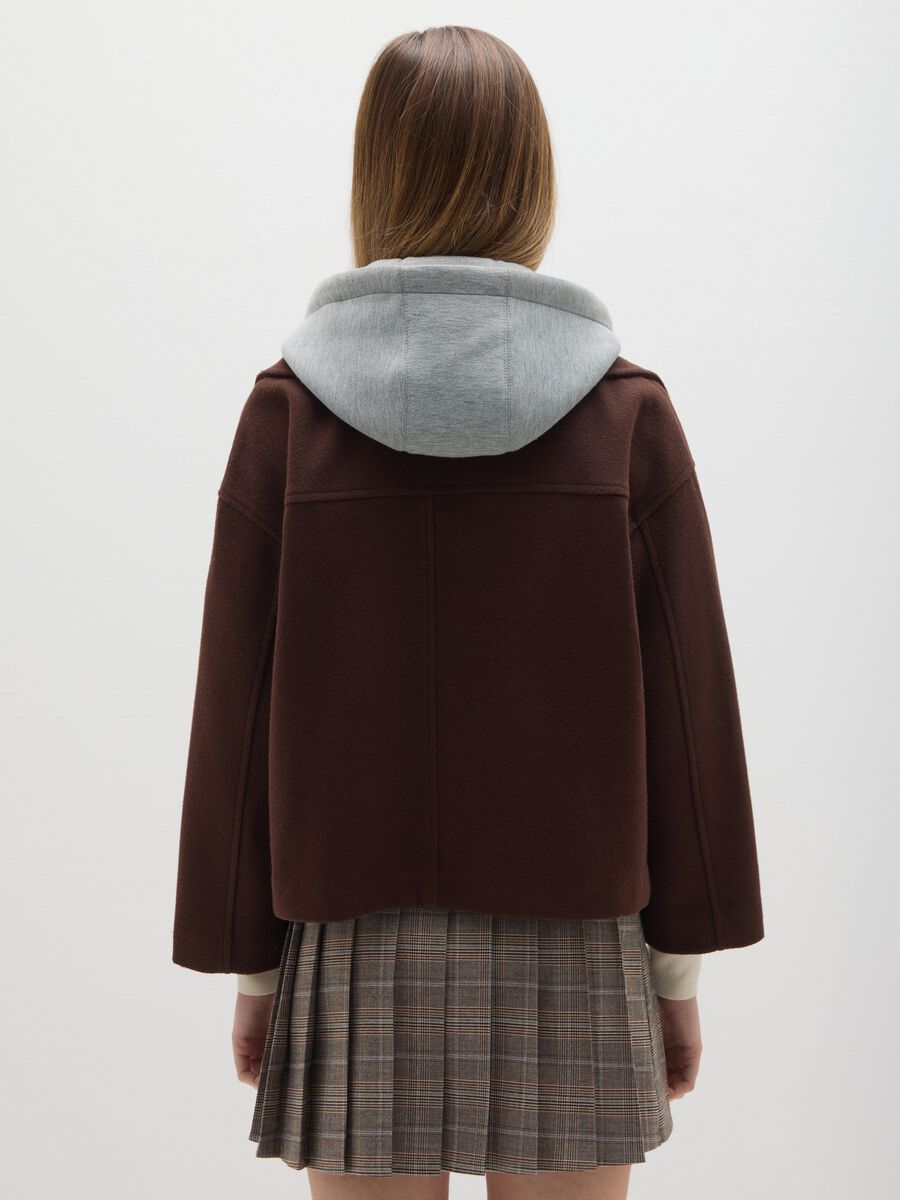 Brown hooded coat with oversized fit_2