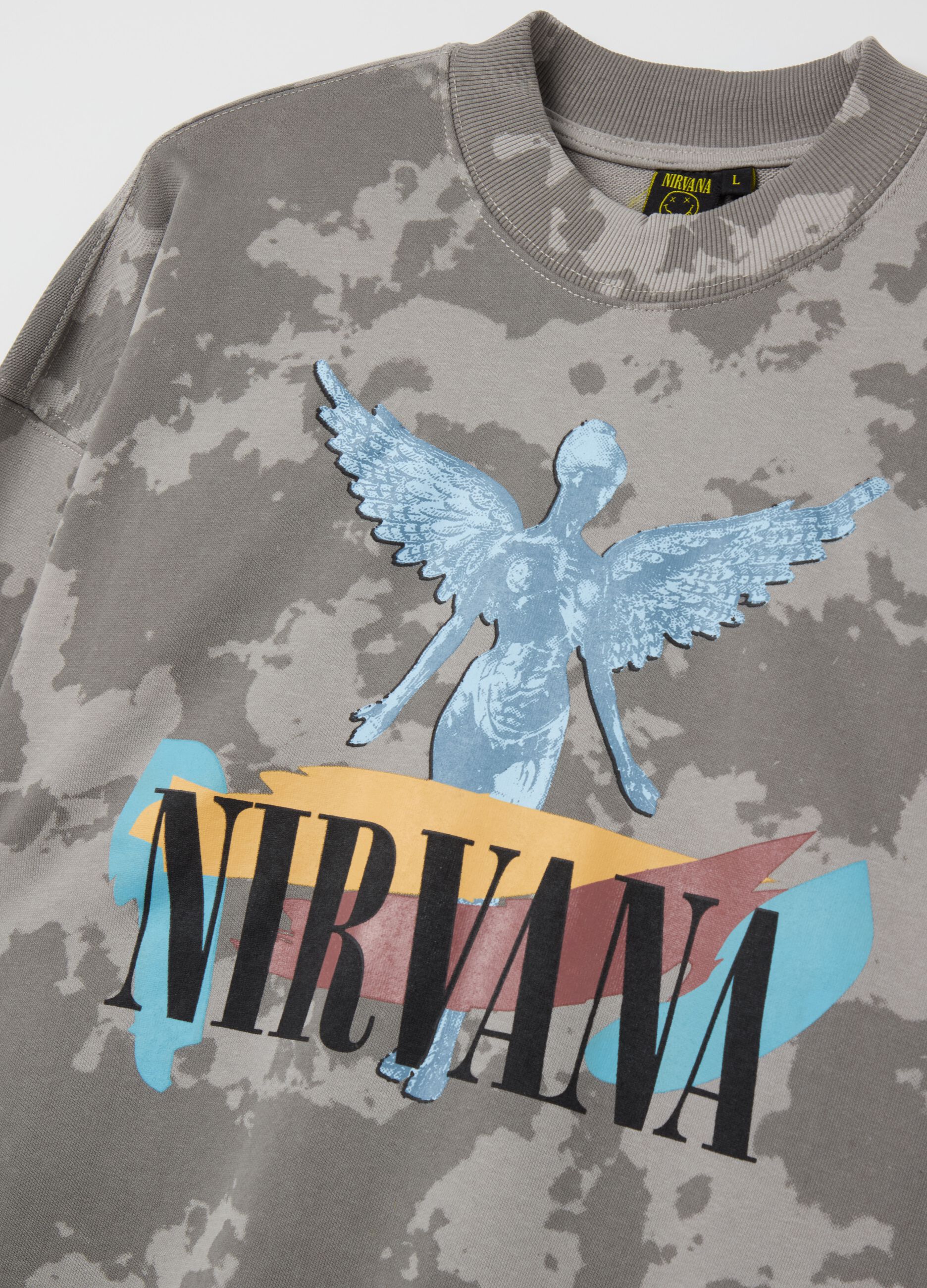 Camouflage sweatshirt with Nirvana print