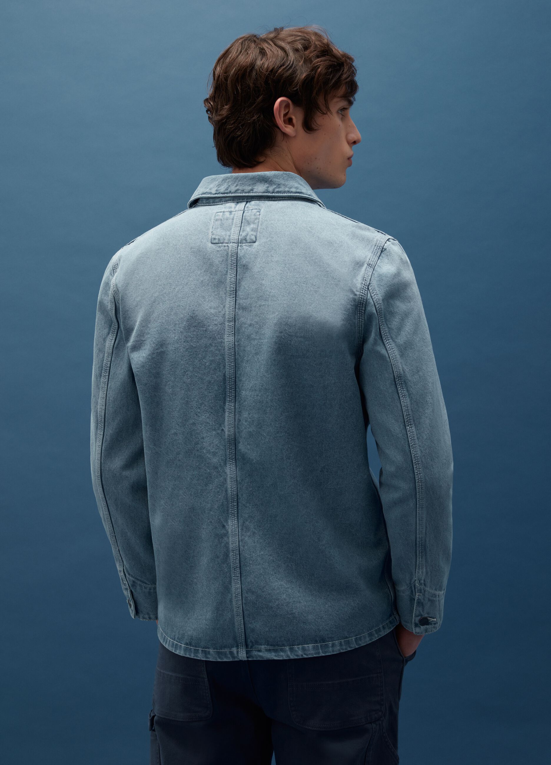 Denim jacket with patch pockets