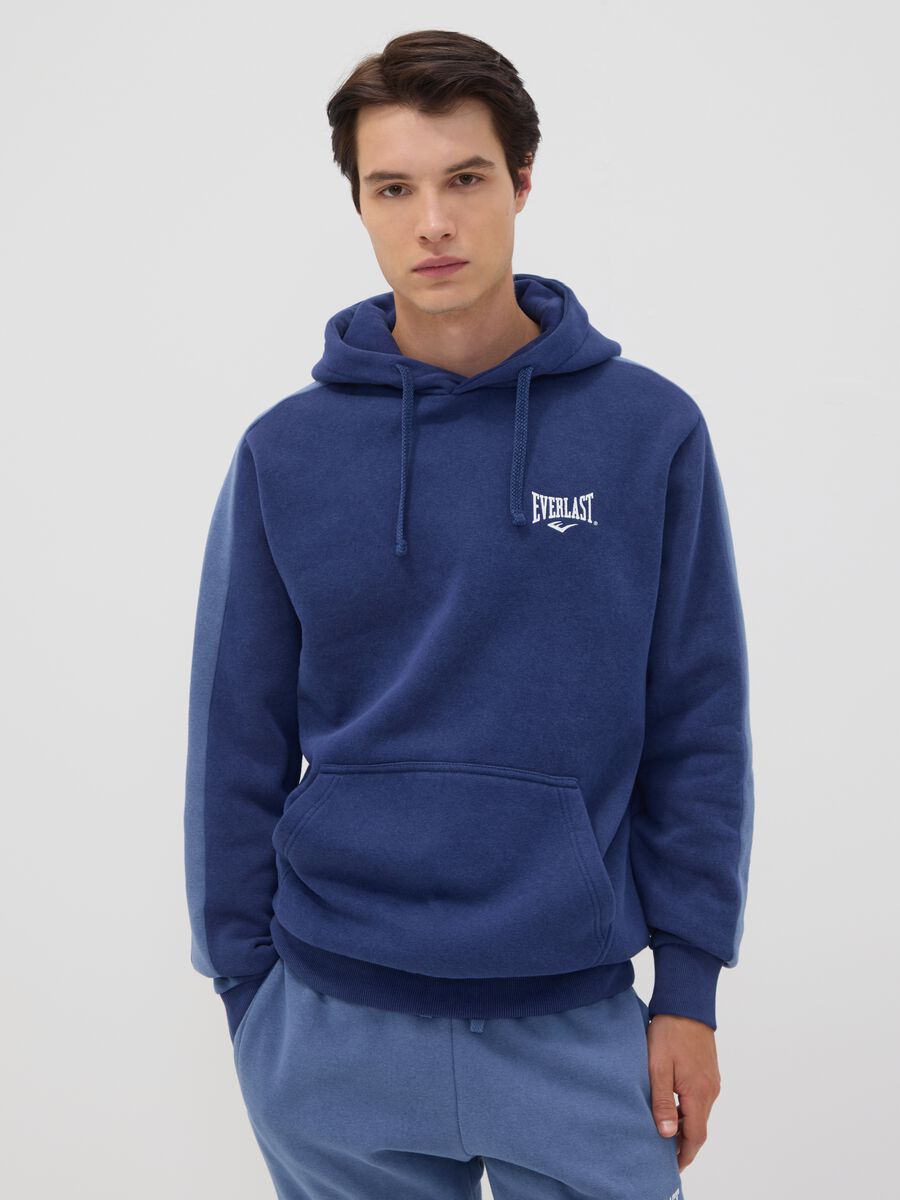 Blue cotton-blend hoodie with logo_0
