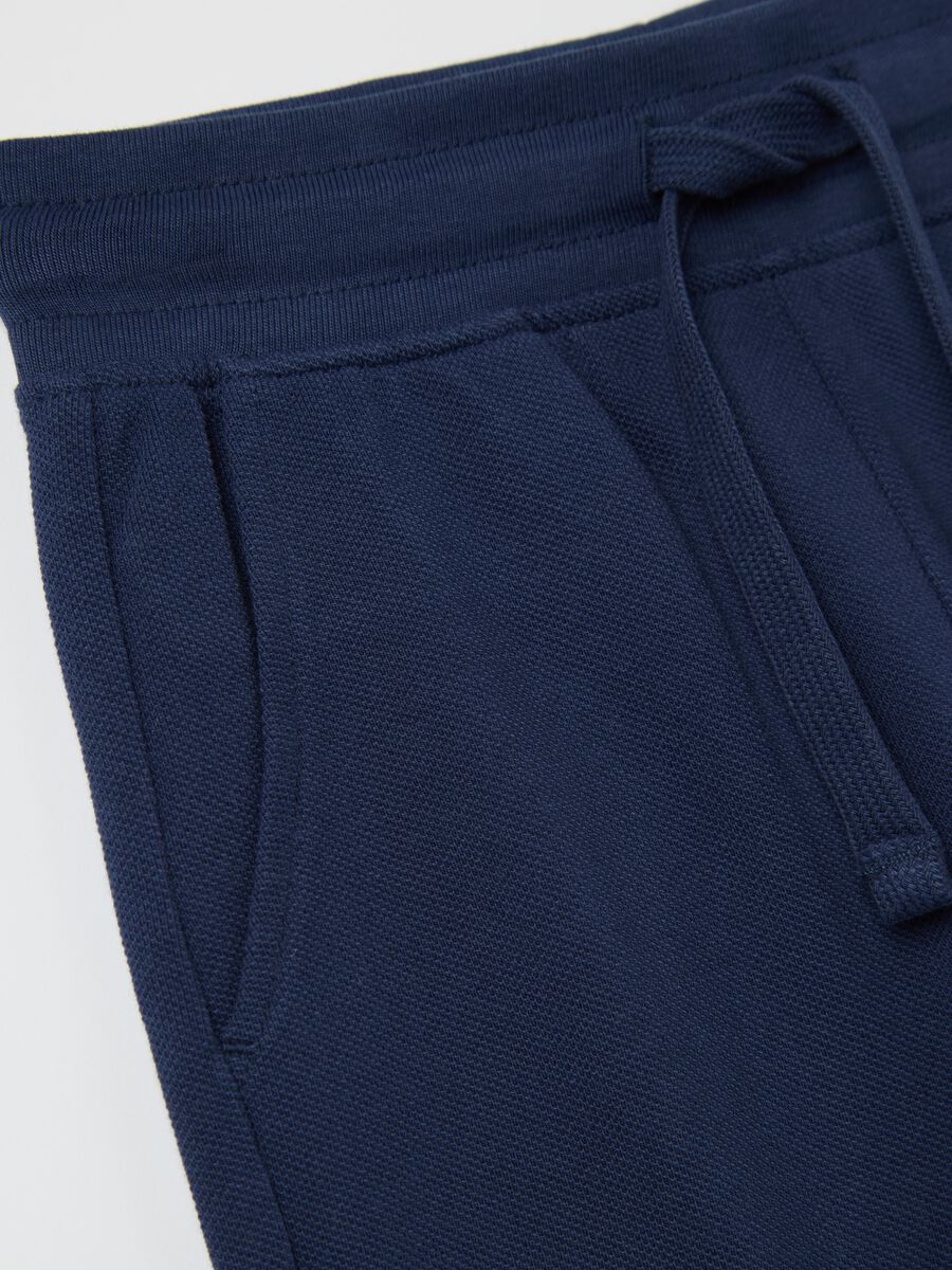 Blue shorts in cotton with drawstring_3