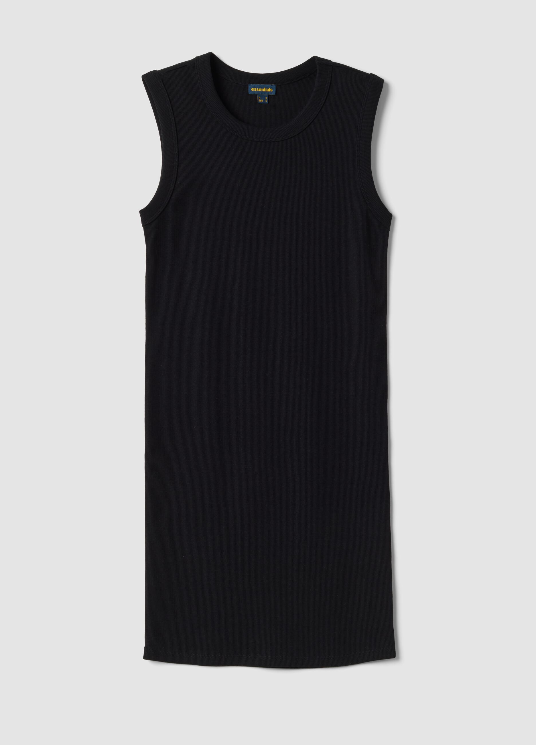 Black stretch cotton mini dress