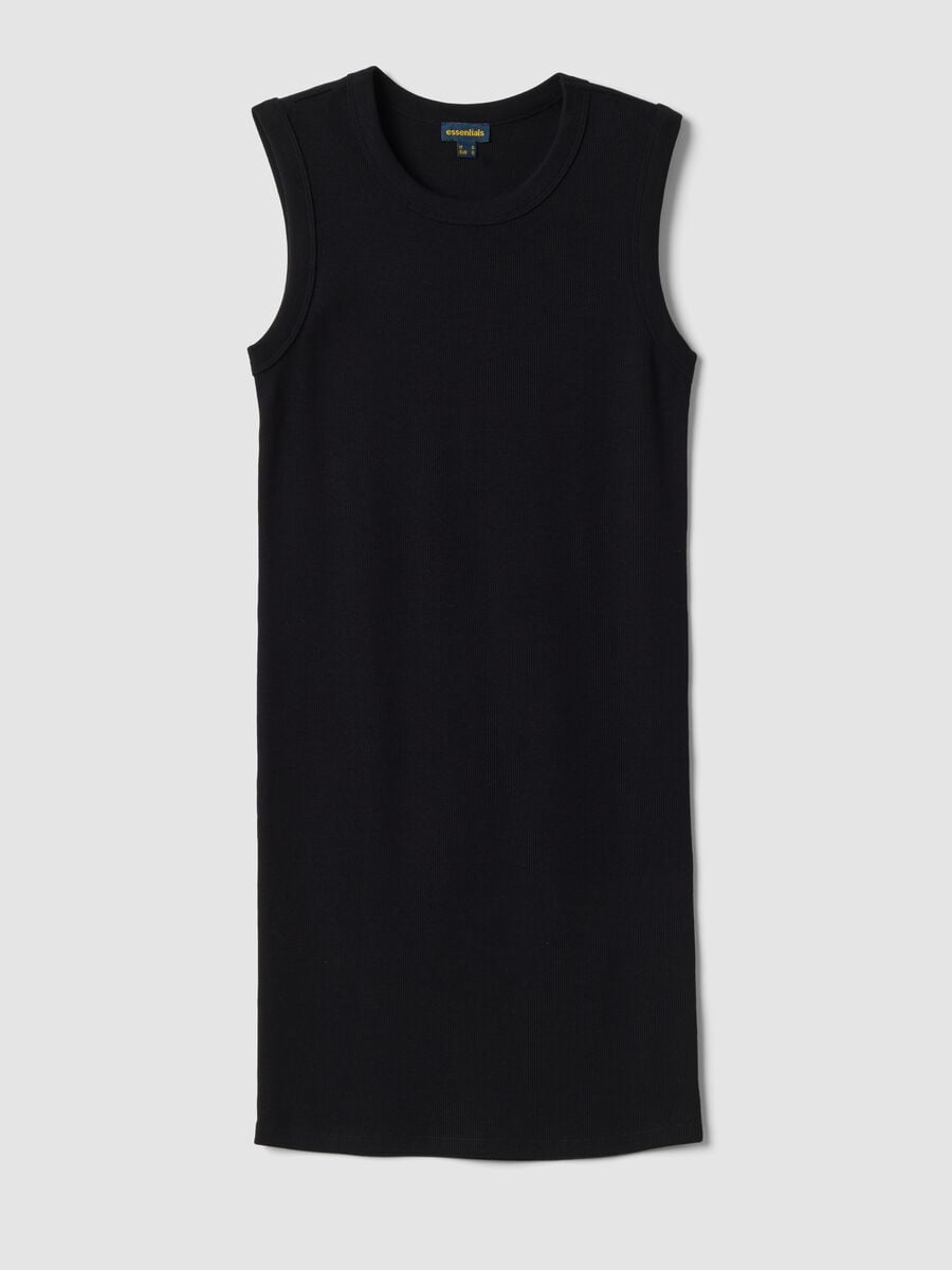 Black stretch cotton mini dress_0