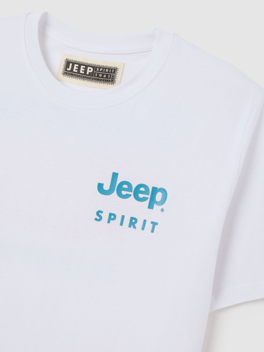 Men's white pure cotton regular fit T-shirt with logo_1