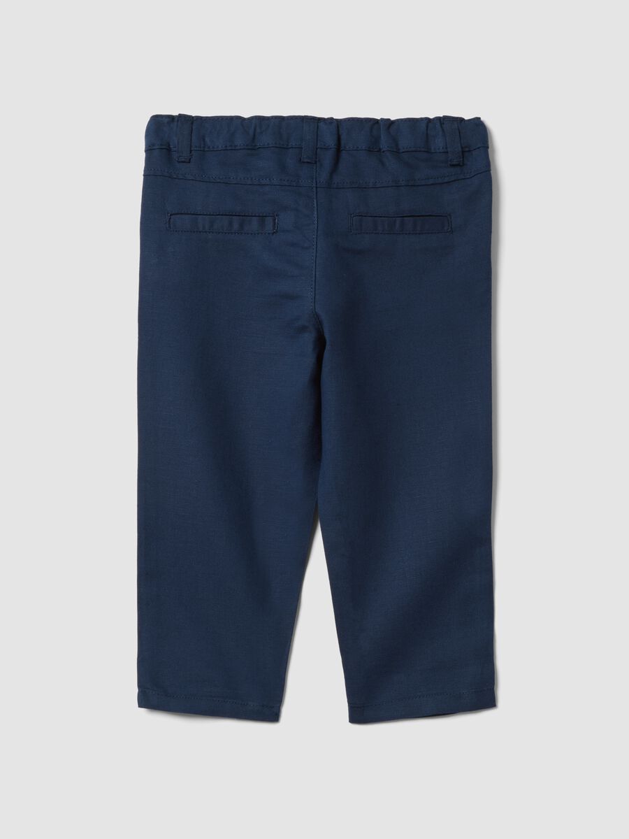 Pantaloni chino in misto lino e cotone blu da bimbo regular fit_1