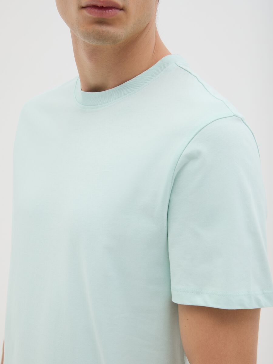 Men's pure cotton blue T-shirt with regular fit_2