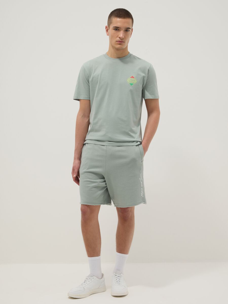 Pantaloncini in puro cotone verdi relaxed fit_0