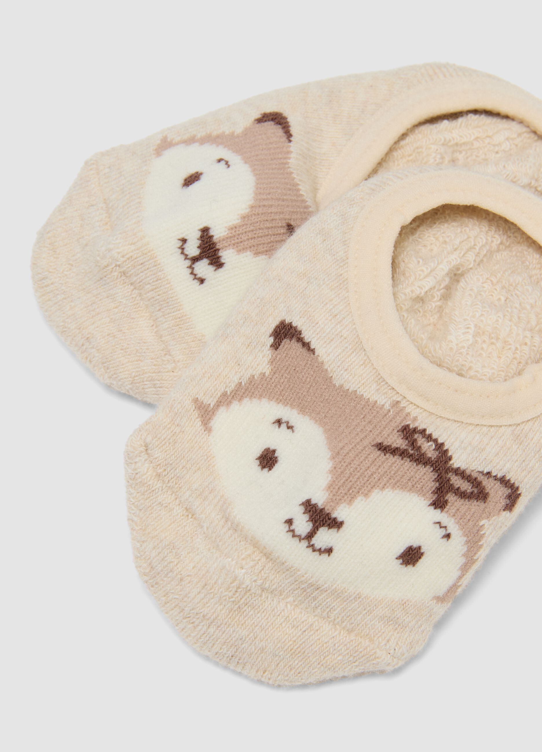 Beige non-slip socks in stretchy organic cotton for baby girls