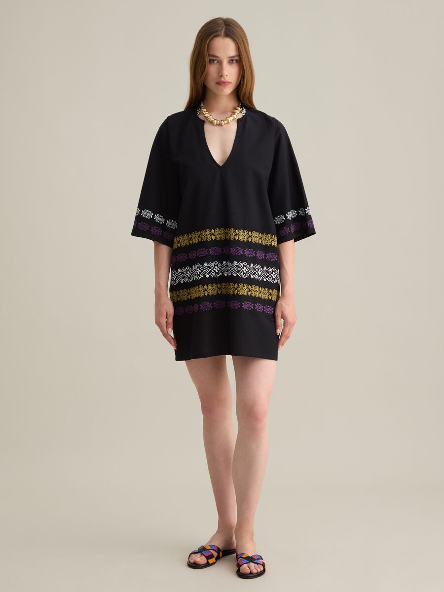 Women's Black Cotton Blend Kaftan_0