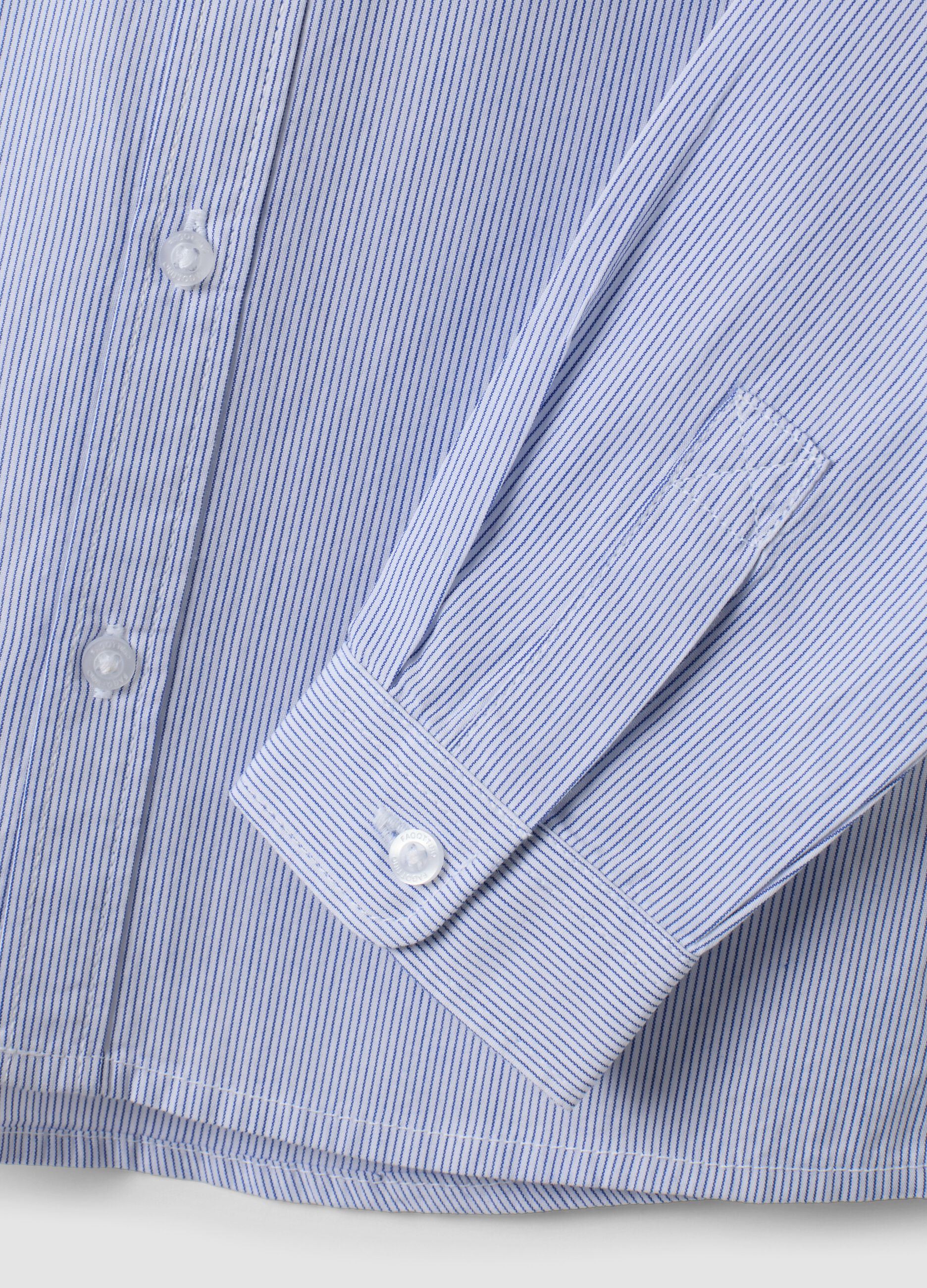 Camicia bianca a righe in puro cotone con taschino per bimbo