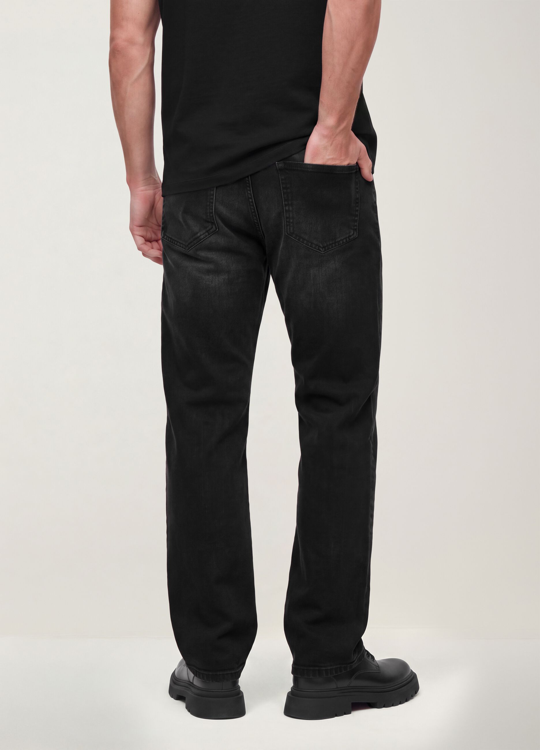 Black stretch cotton comfort-fit jeans