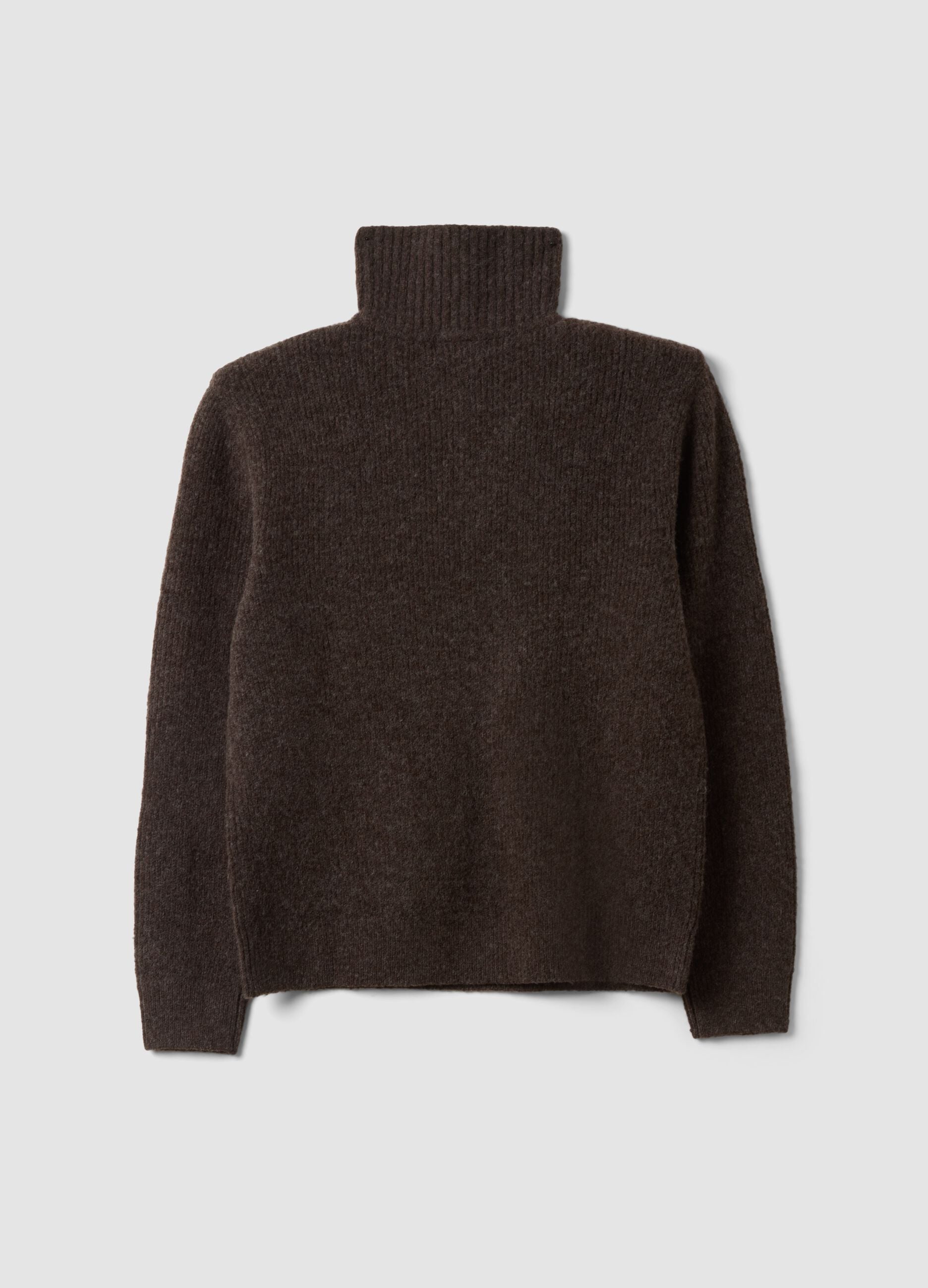 Men&rsquo;s brown stretch wool half-zip jumper, regular fit