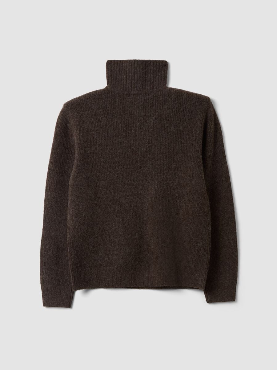 Half zip marrone in lana elasticizzata regular fit_2