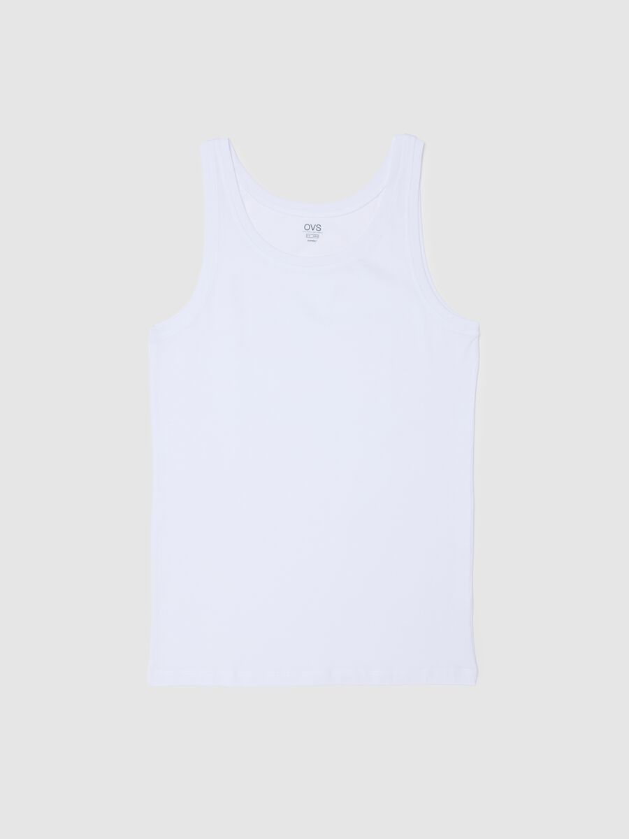 White pure cotton tank top regular fit_0