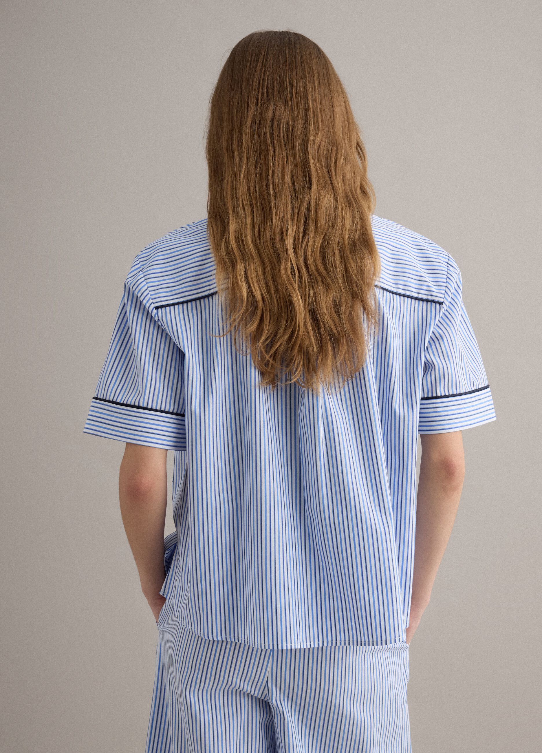 Sky blue striped pure cotton blazer