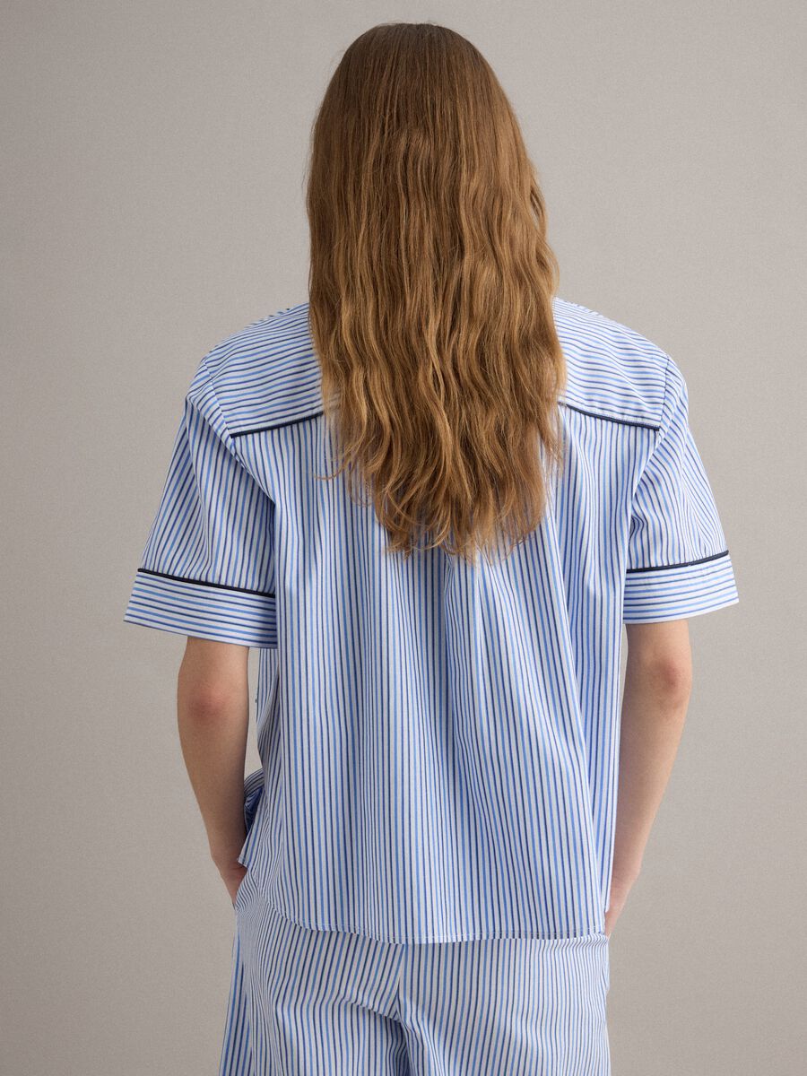 Sky blue striped pure cotton blazer_3