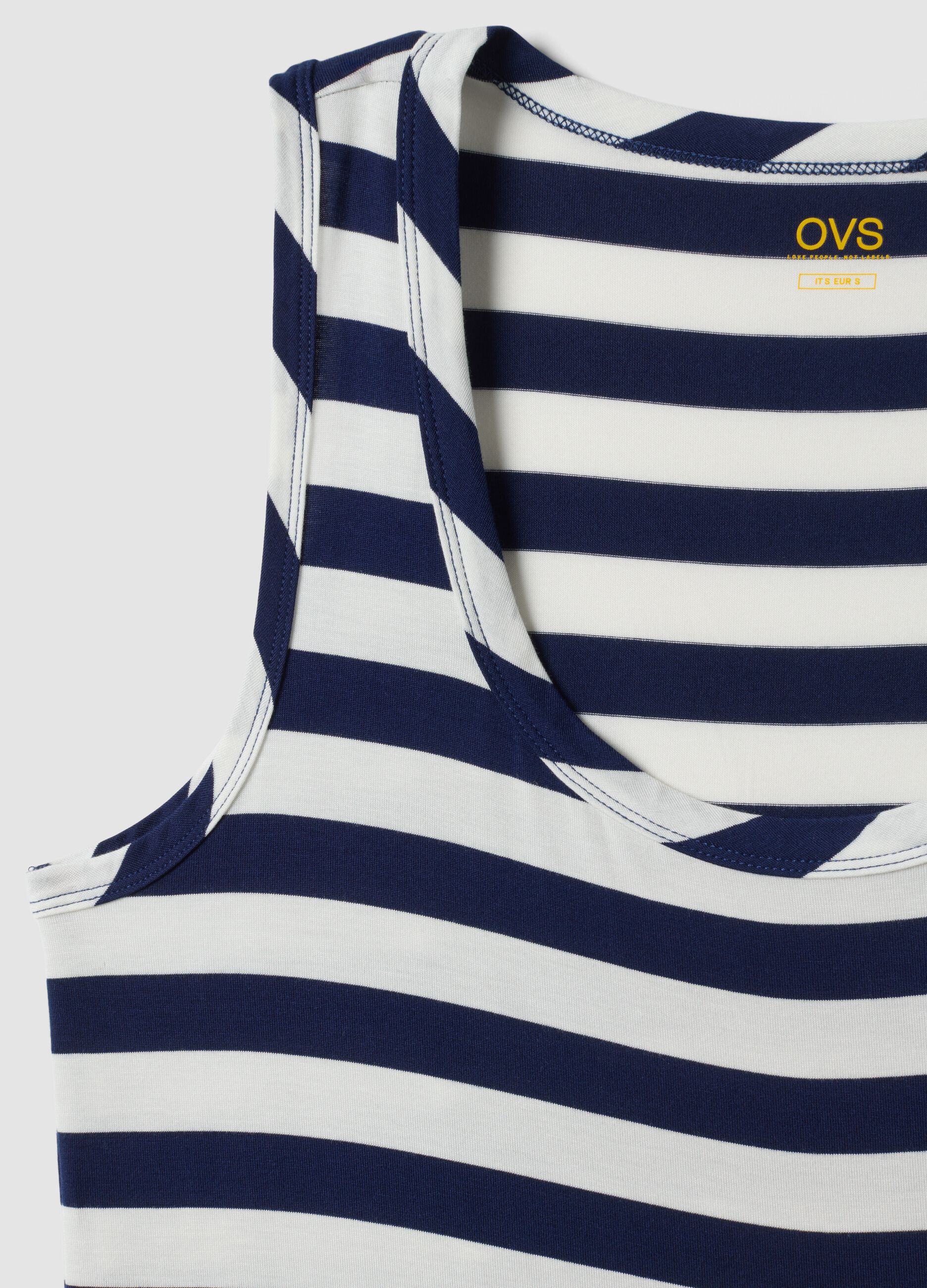 Multicolour striped regular-fit stretch viscose tank top