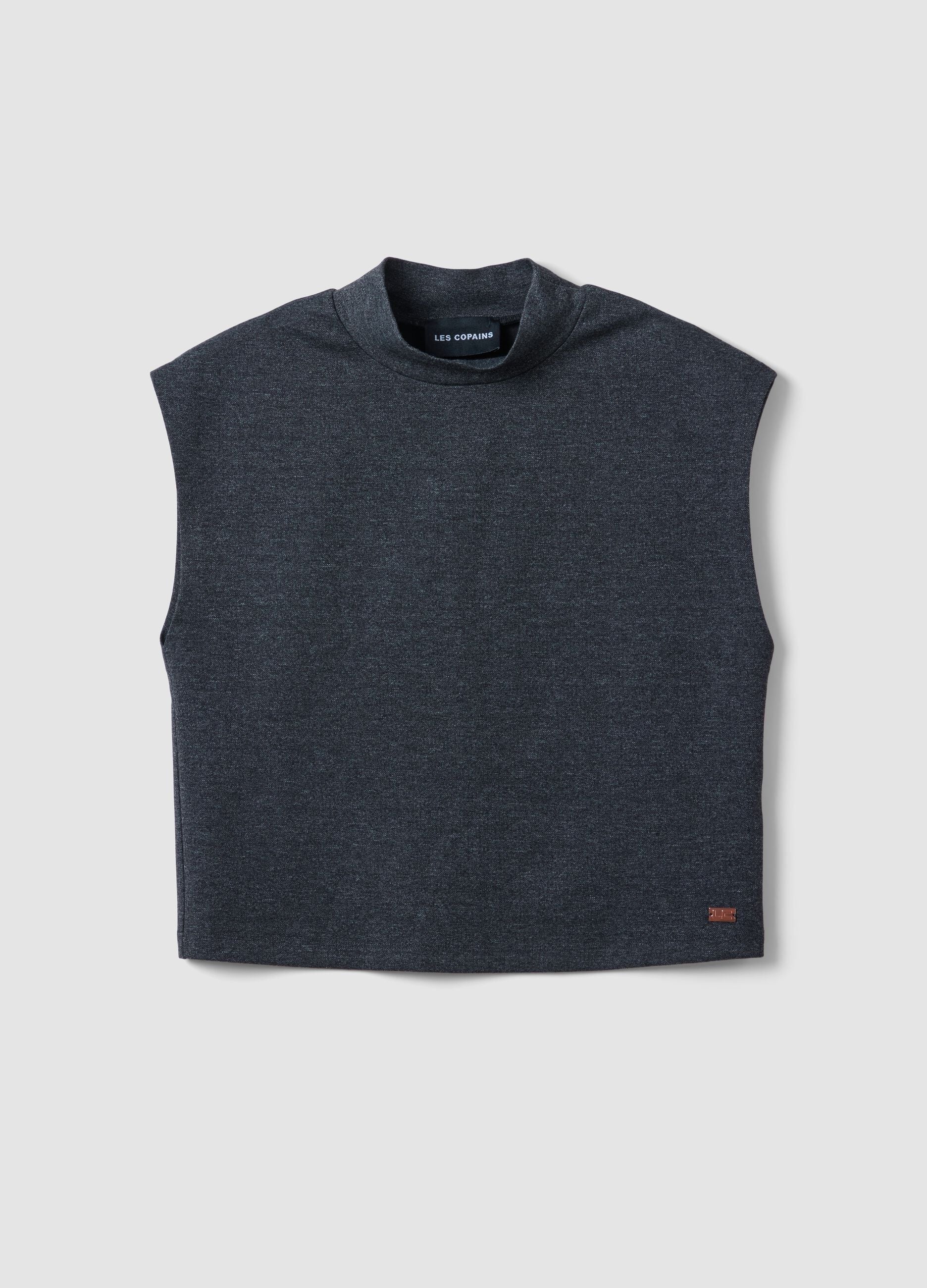 Grey stretch viscose regular-fit T-shirt