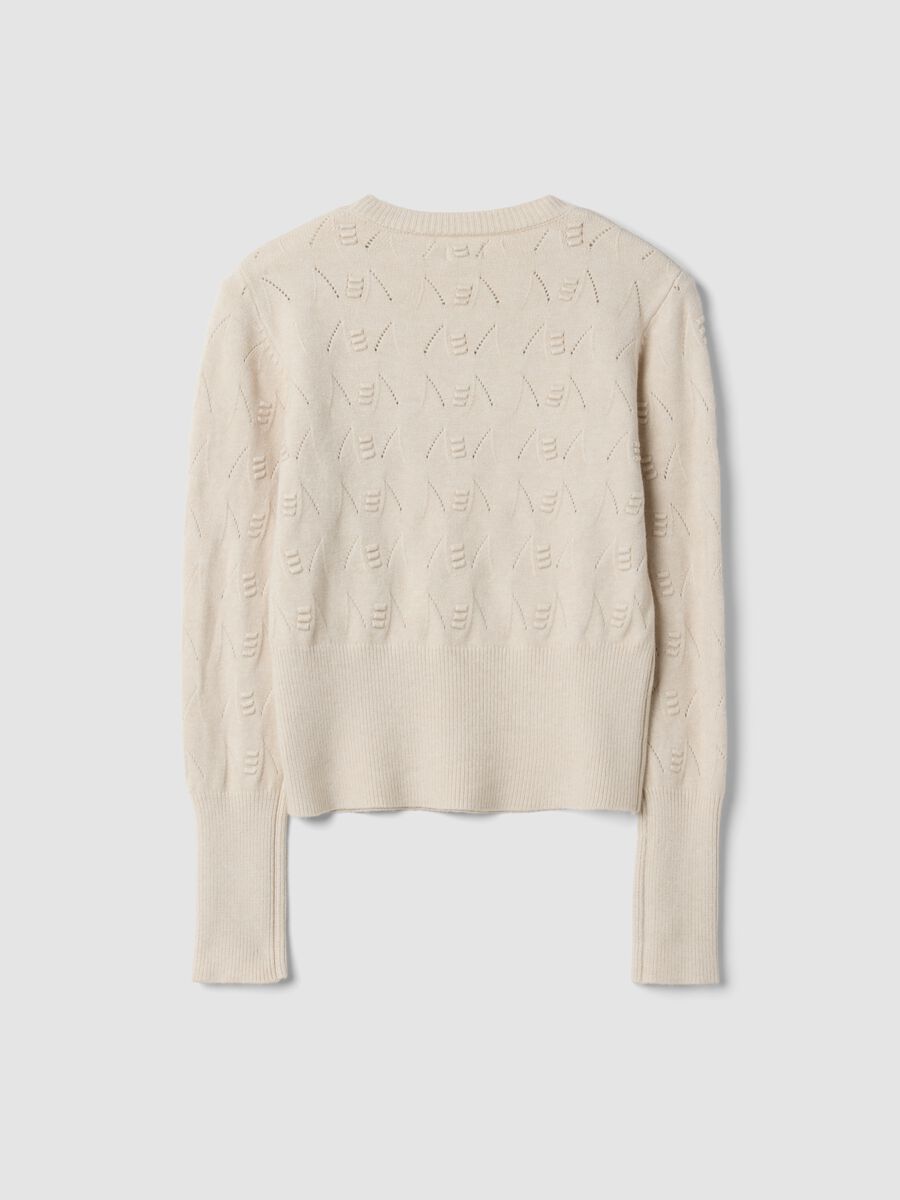 Maglia beige in misto viscosa traforata regular fit_1