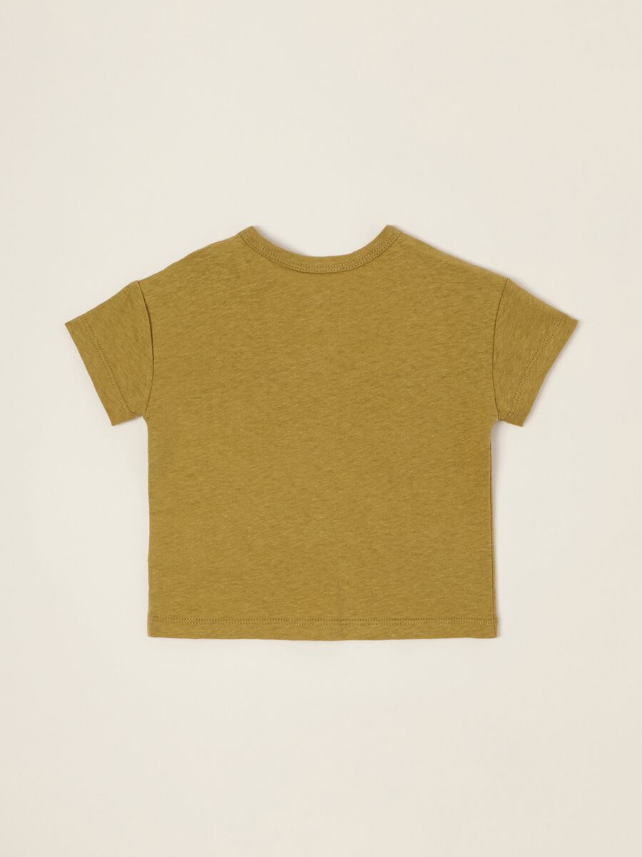Green baby linen and cotton blend T-shirt, regular fit_2