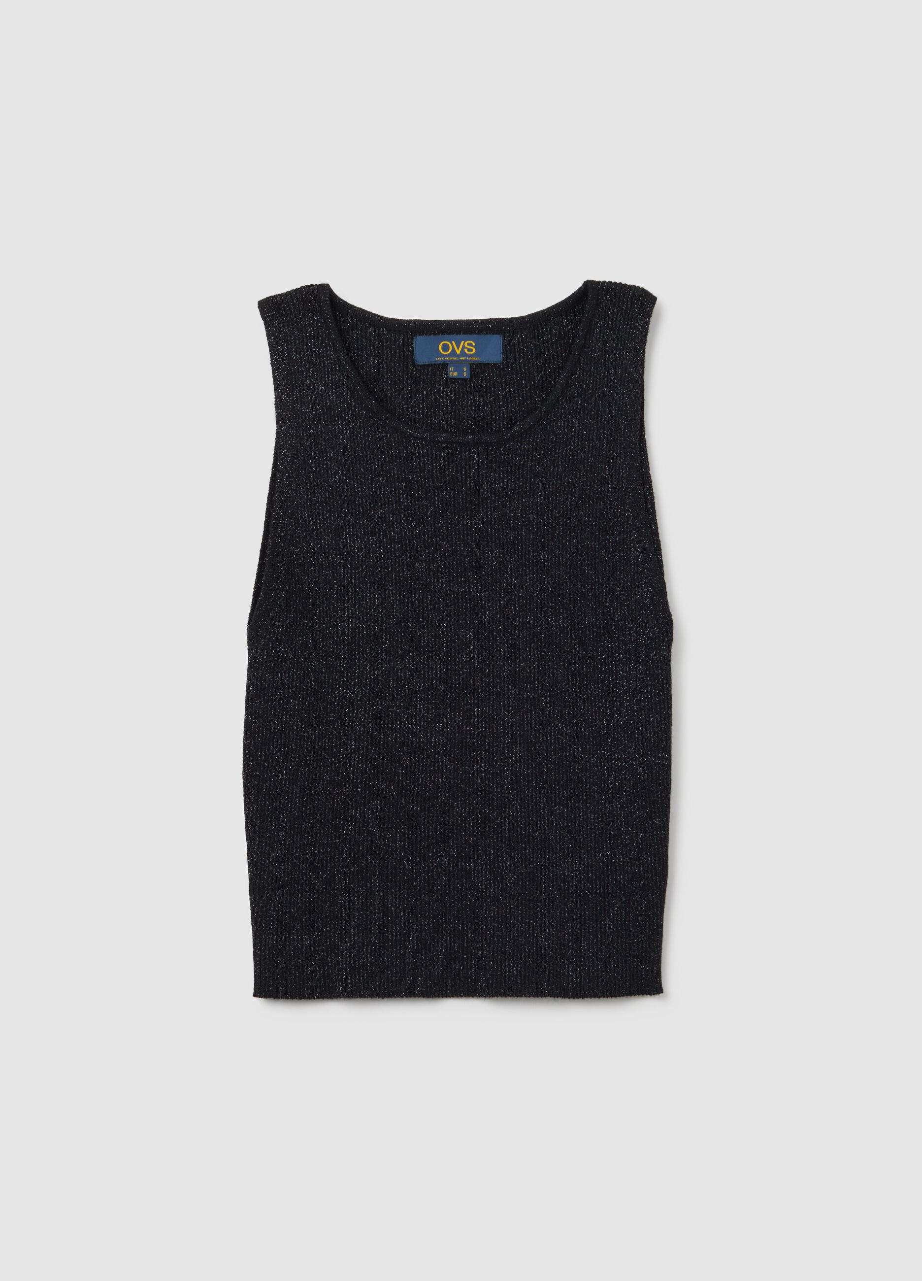 Ribbed lurex tank top