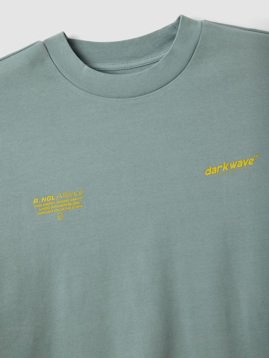 Brown cropped pure cotton T-shirt with boxy fit print_1
