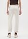 White cotton blend trousers with regular fit_2