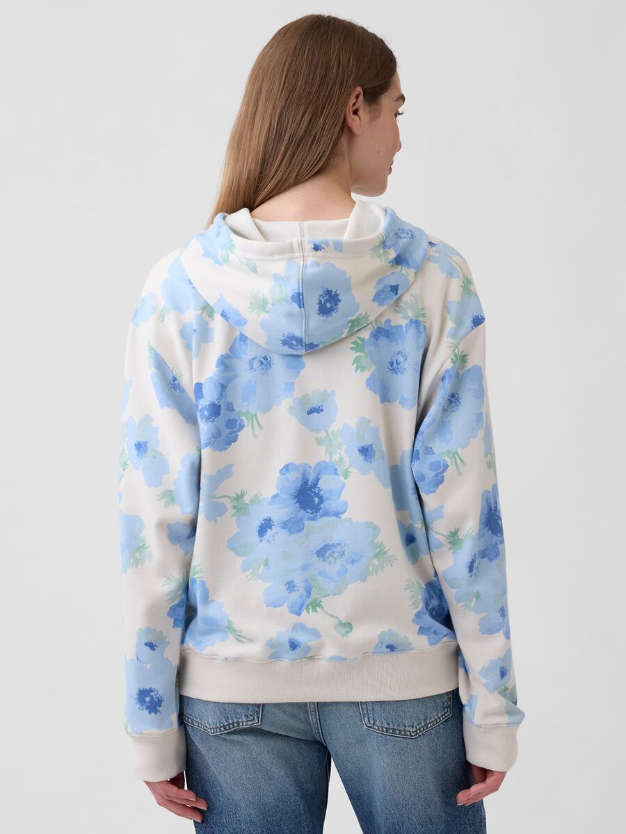 Regular Fit Cotton Blend Sweatshirt with Logo and Floral Pattern_2