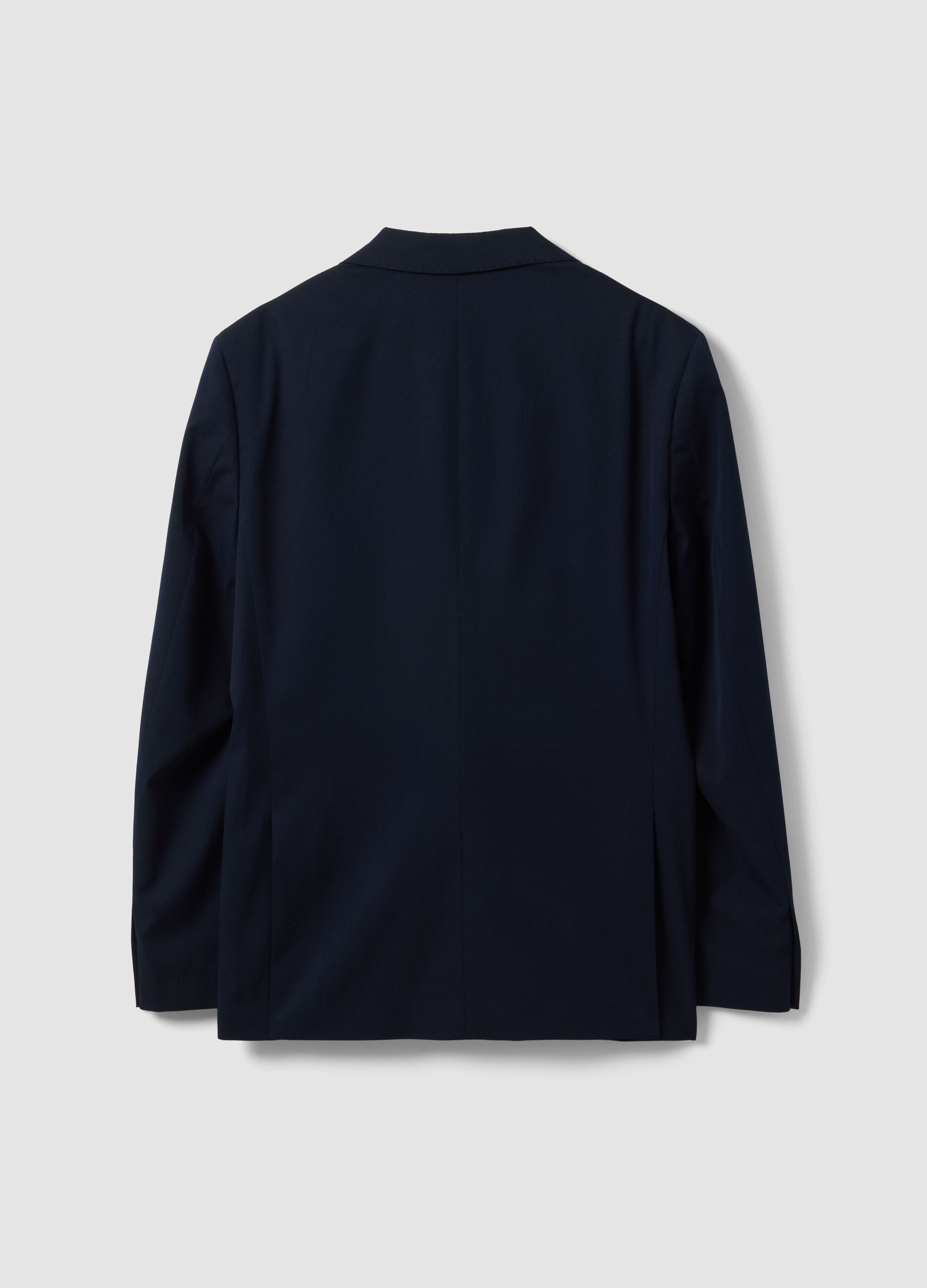 Blue stretch-viscose blazer with classic lapels