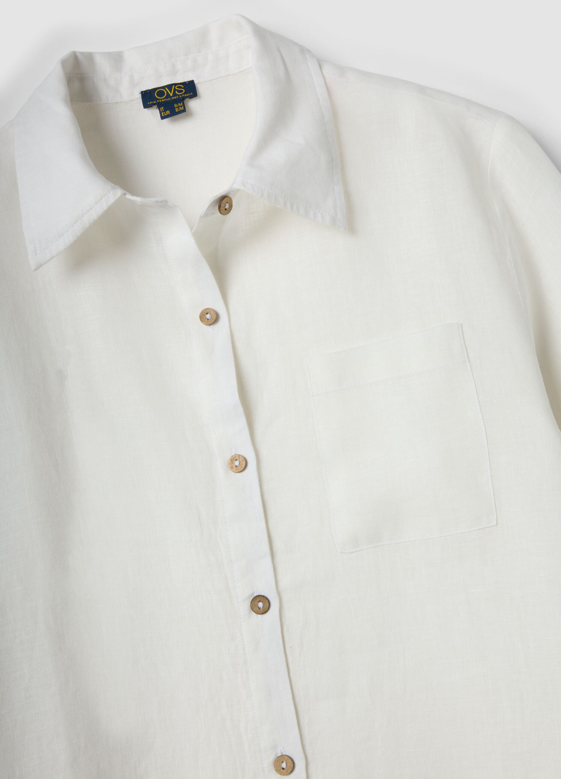 Long white pure linen beach cover-up